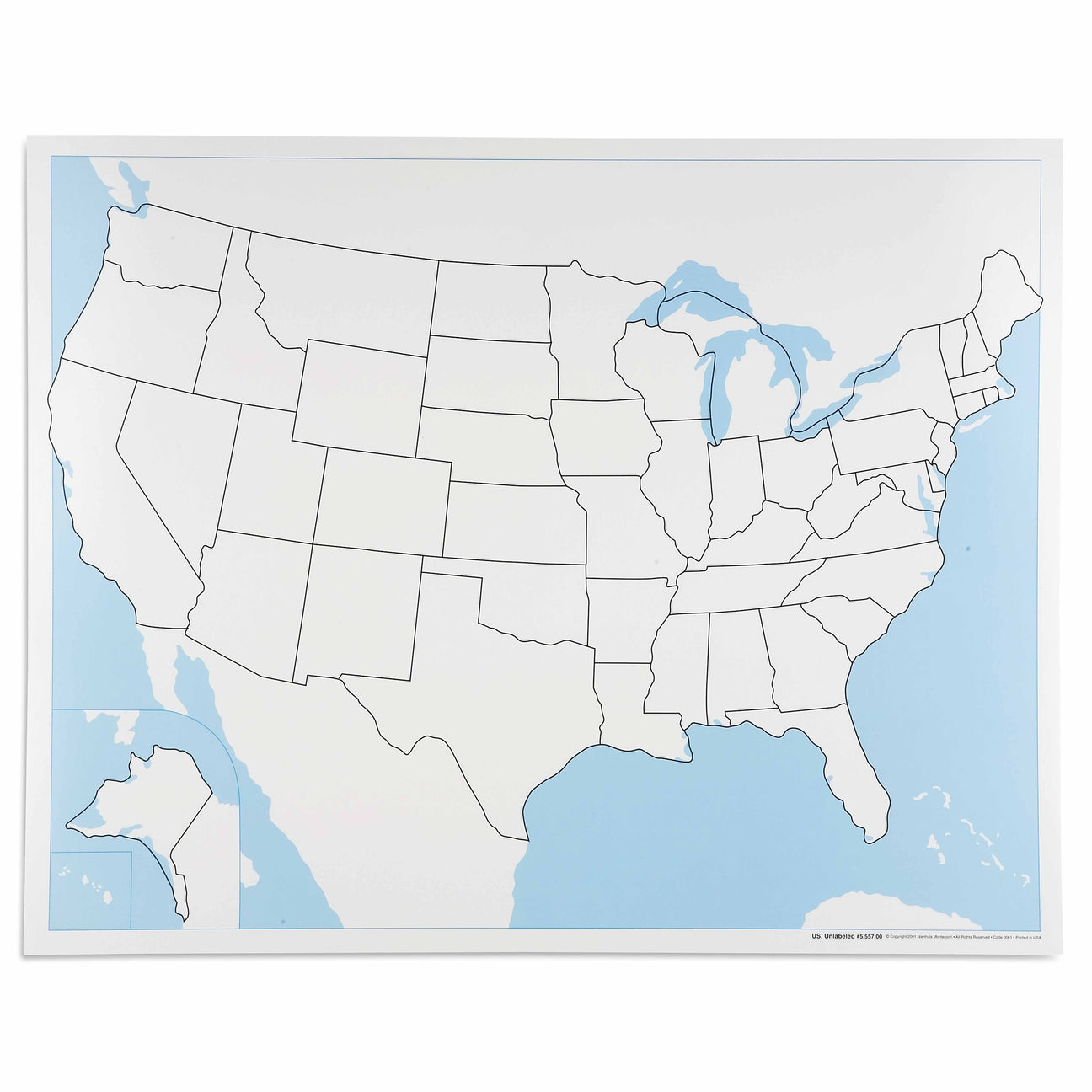 United States Control Map: Unlabeled – MontessoriMaterialsAustralia